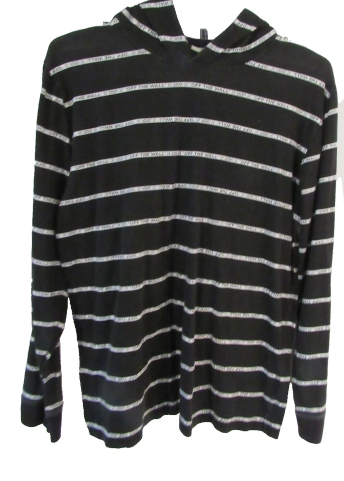Camisa con capucha Vans para niños XL suéter a rayas blancas y negras manga larga en muy buena condición Foto 2 de 4