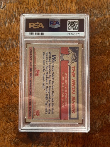 1985 Topps WWF Iron Sheik #2 PSA 7 *CENTERED* - 第 2/3 張圖片