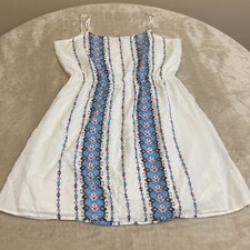 LOFT Womens White Abstract 100% Rayon Spaghetti Summer Pullover Sundress Size S