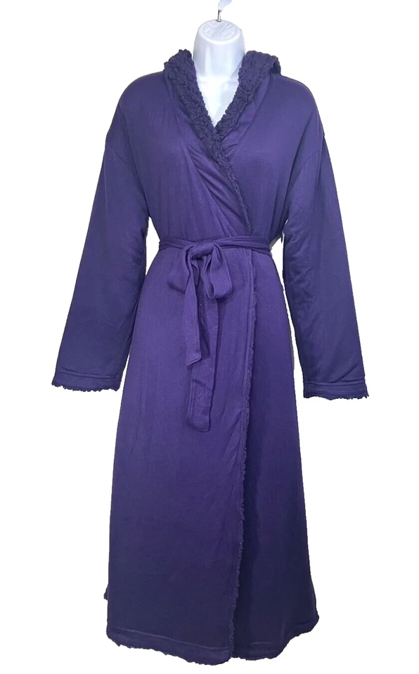 NUEVO CON ETIQUETAS Jockey Mujer Talla S/M Bata de Poliéster Suave con Capucha Púrpura 016842/561 $68 Foto 2 de 4