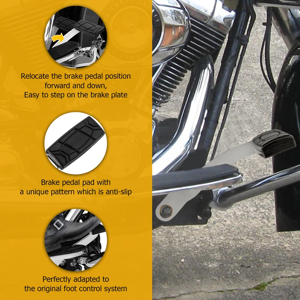 Pastilla de nivel de pedal de freno trasero EZ atornillable para Harley 1987-2017 Softail FLSTSB FLSTF Foto 2 de 4