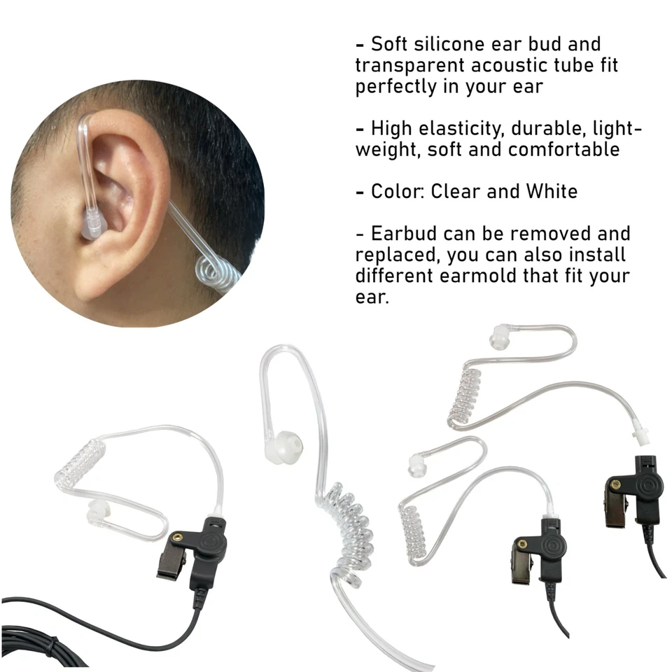 Earpiece Headset for Motorola XPR3300e XPR3300 XPR3000 XPR3500 XPR3500e radio - Image 4 of 4