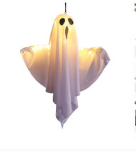 Halloween Glowing White Ghost LED Hanging Dec...