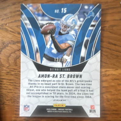 Panini 2025 Mosaic Football Amon-Ra St. Brown Elevate #13/15 Lions color match