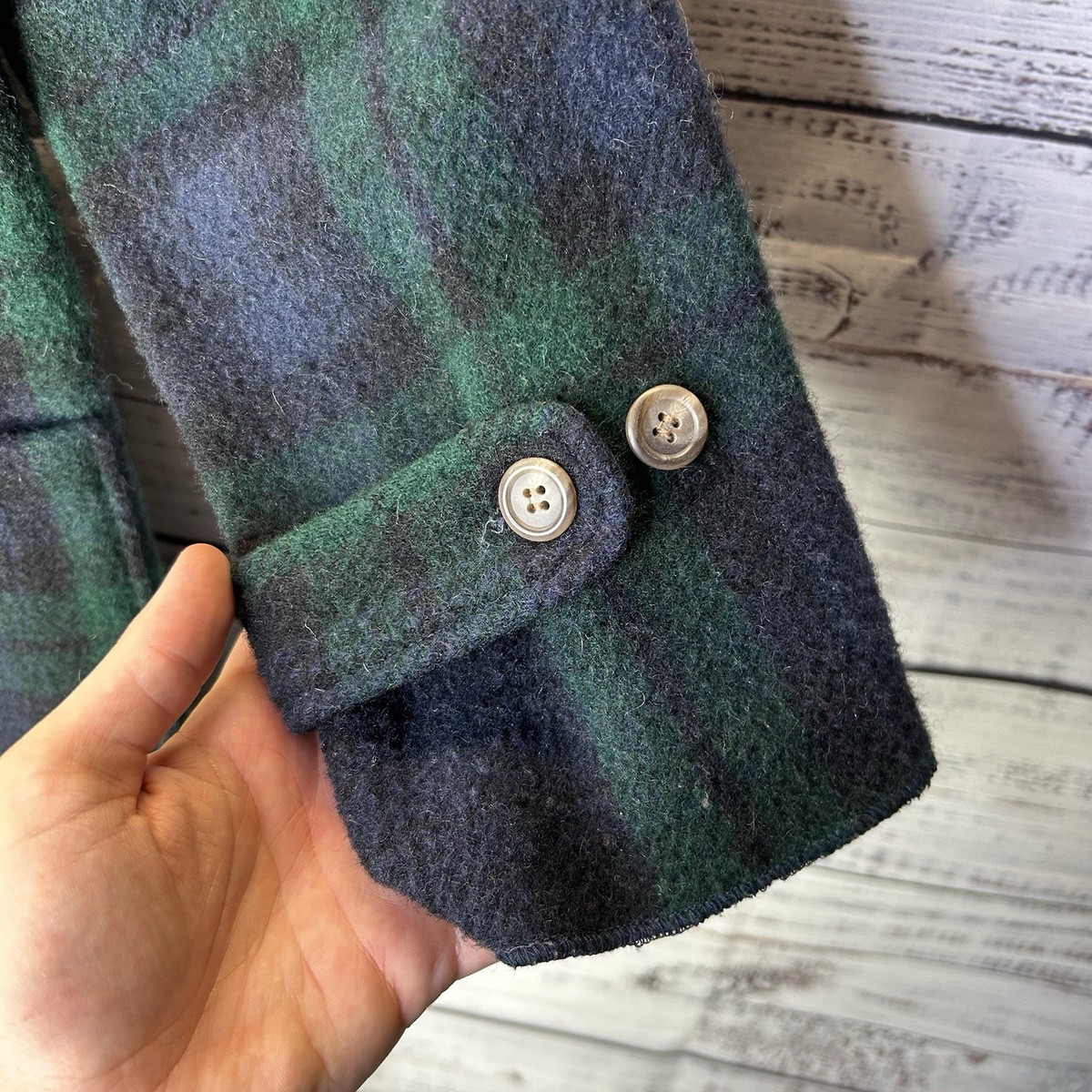 Vintage 80s Polo Ralph Lauren Hooded Wool Duffle Toggle Coat Plaid 