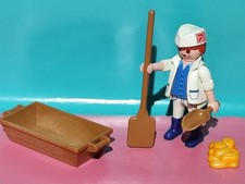 PLAYMOBIL FIGURE BAKER WITH TOOLS BAKERY BREAD CITY BAKERY BREADS
