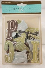 Marcella Chipboard Alphabet Letters "Well-worn" 145801 Scrapbooking Cardmaking