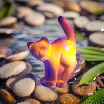 Mosser for Fenton Scary Cat Mold Art Glass Dandelion Yellow Glows
