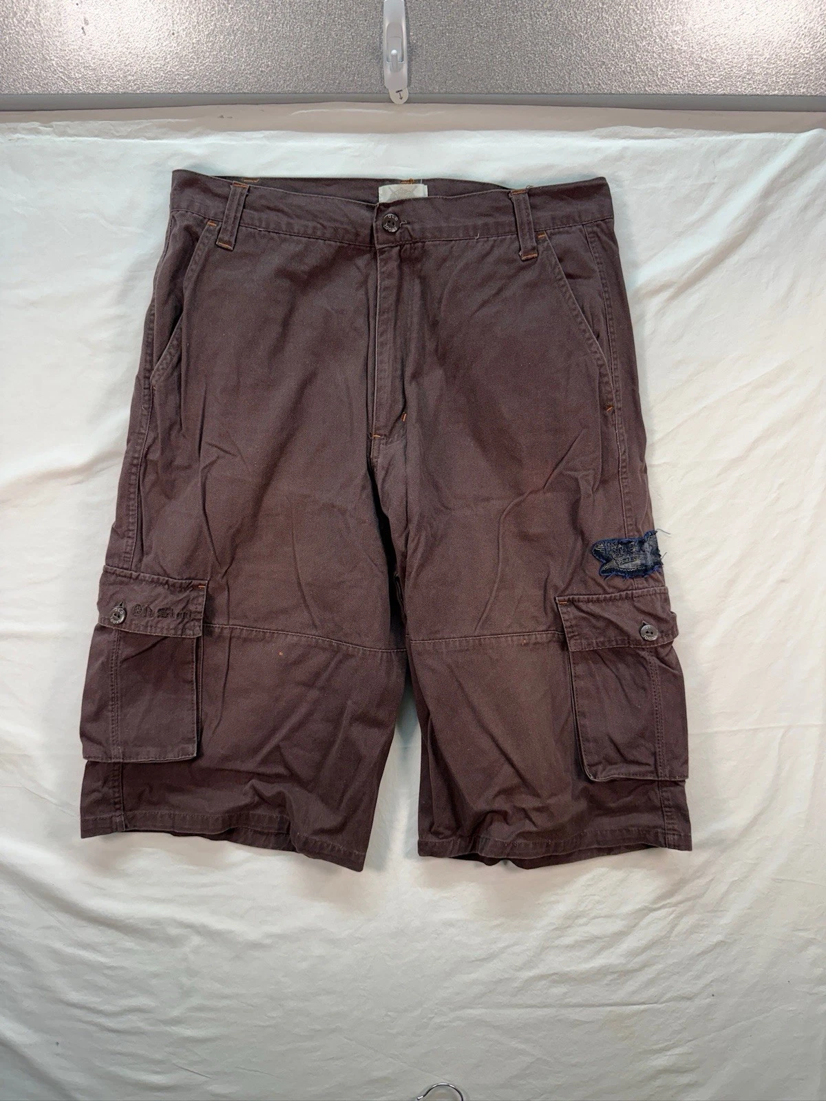 Old Skool Mens Cargo Shorts Brown Utility Skate Streetwear Size 36 Cotton Y2K