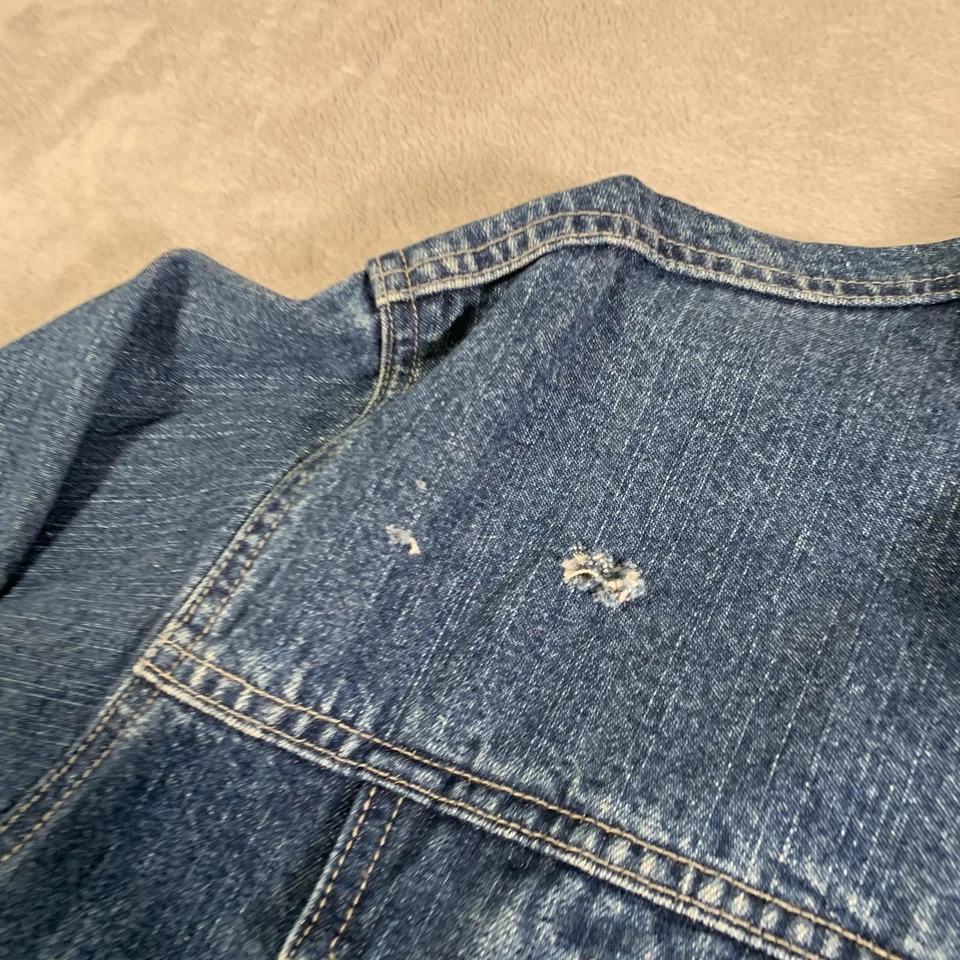 Class Club Denim Jean Jacket Mens XL Blue Trucker Button Front 100% Cotton - Image 3 of 4