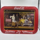 1987 Coca-Cola Metal Serving Tray "Touring Car" Reproduction From 1924 Vintage
