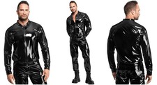 H092 Noir Handmade KINK ROYAL Spannungs-PVC-Jacke Herren Lackjacke Jacket Club