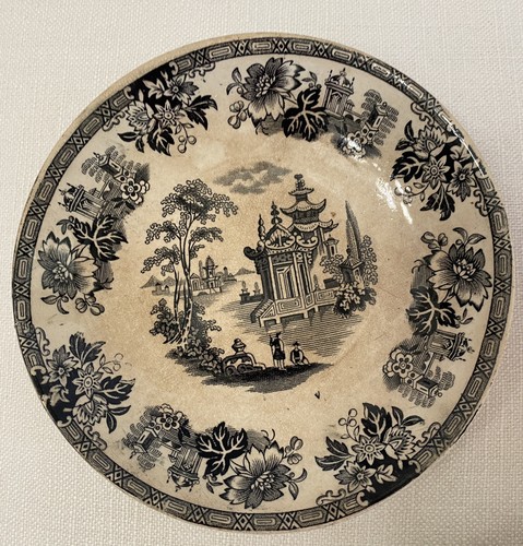 Antique Madras W B & S Black Transferware 6” Bowls William Brownfield - Picture 2 of 3