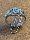 Vintage "A" Designer marked 925 sterling silver cut ROSE LEAF FLOWER RING size 6