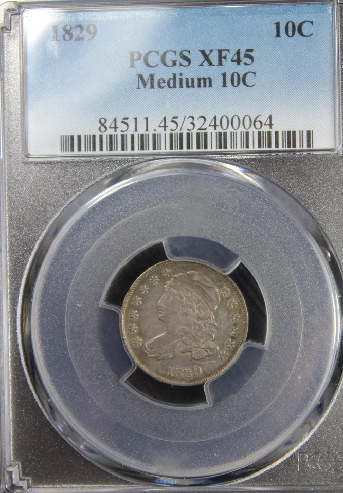 1829 XF45 Capped Bust Half Dime,Medium 10C , PCGS 32400064 - Image 3 of 4