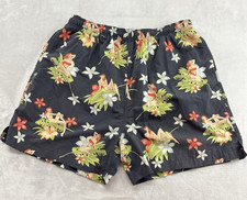 VTG Tommy Bahama Swim Trunk Short Men XL Gray Tropical Floral Mesh Lined Nylon