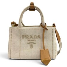 Prada Jardinire Linen Blend Handbag Women Beige One Size