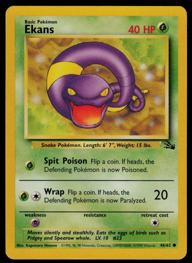 Ekans #46/62 Fossil Common Pokemon TCG NM