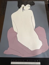 Patrick NAGEL Pink Blanket Original 1983 Lithograph Poster 36 x 24