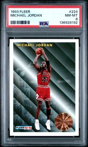 PSA 8 1993 Fleer #224 Michael Jordan Chicago Bulls HOF NO RESERVE!