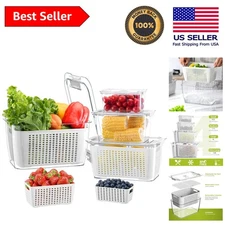 Easy-Organize 4 Pack Fruit & Vegetable Containers with Removable Colanders