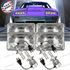 4pcs For Ford Mustang 1979-1986 Black 4x6 Inch Led Headlights Low High Beam A