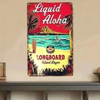 Vintage Hawaiian Beer Tin Metal Signs Home Décor Liquid Aloha Longboard Island L