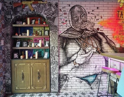 Miami Florida Little Havana Calle Ocho El Santo Taqueria 2020 Interior Mural