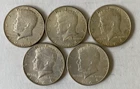 Lot of 5 1964 Kennedy 90% Silver Half Dollars  Denver Mint Fine to Very Fine A7