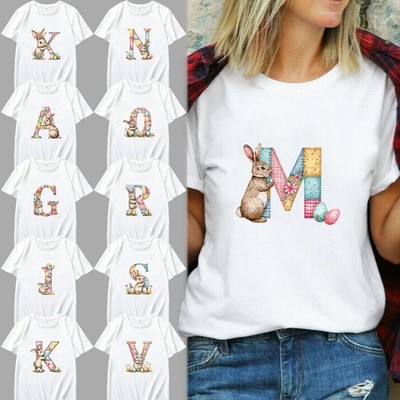 Ostern Buchstaben Kunst Unisex Kurzarm Uni T-Shirt XXS - 5XL T Kurzarm Tops UK