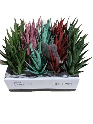 25 Artificial Agave Succulent Picks 6.5  Mixed Color Faux Plants Floral Decor
