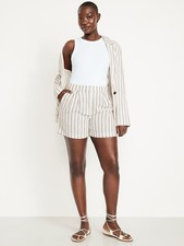OLD NAVY  New S M L XL XXL  Extra High-Rise Linen-Blend TAYLOR Trouser Shorts