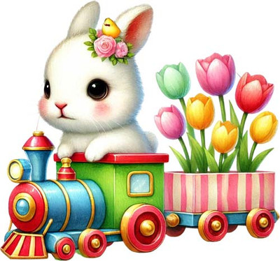 Hase Kaninchen Zug Kinder Wandbild Schlafzimmer Fenster Van Vinyl Aufkleber Abziehbild 6 Größen