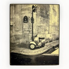 Vintage Style Vespa Scooter Black White Photo Decorative Print