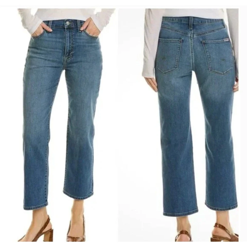 Pantalones de mezclilla Hudson para mujer talla 27 azul NOA pierna ancha recortados descoloridos lavados Foto 2 de 4