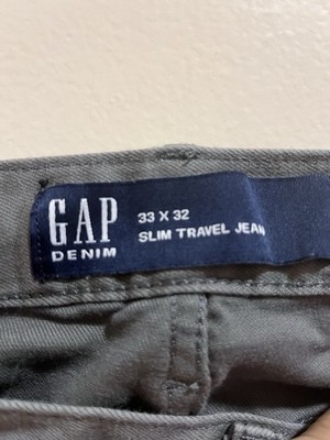 Gap Denim Slim Fit Straight Style Gray Men's Jeans 5-Pocket Button Zip Accent
