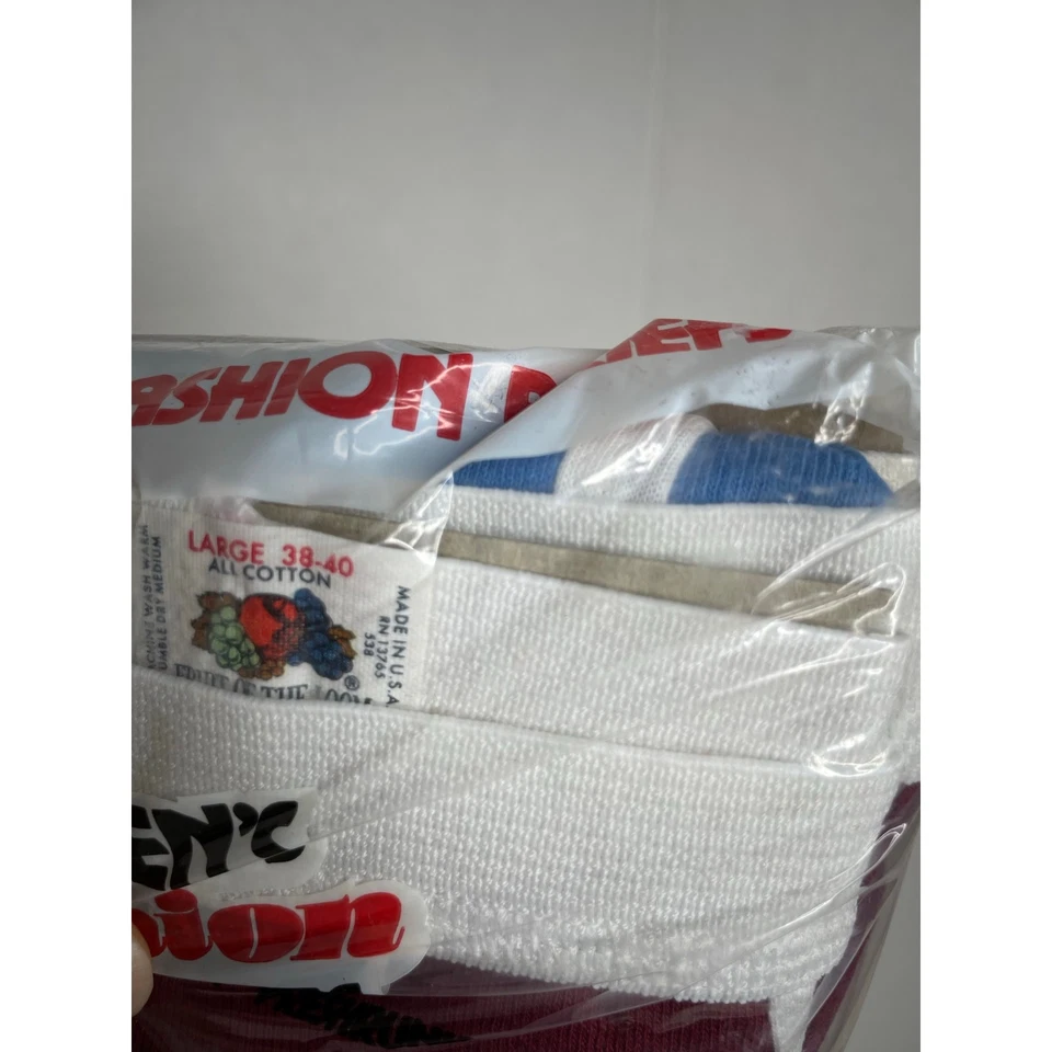 3 Упаковки винтажный мужской Fruit of the Loom моды трусы большой, новый 1982 синий бордовый - Изображение 2 из 4