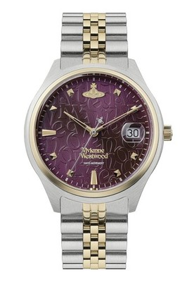 Vivienne Westwood Swiss Movement Purple Dial Gold Silver Steel