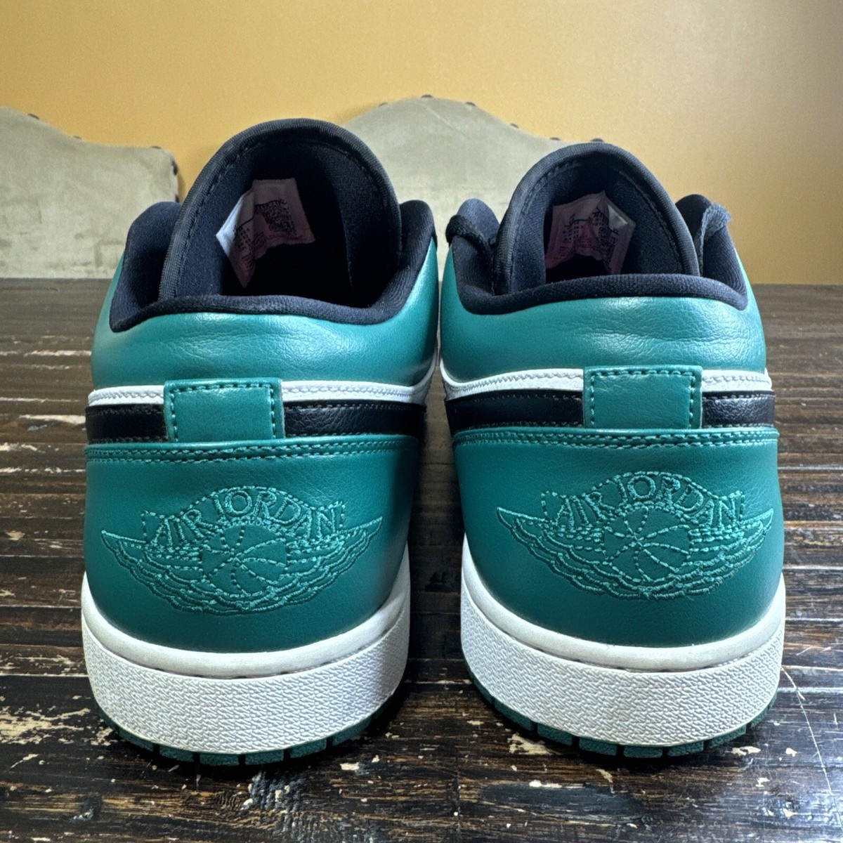 Nike Air Jordan 1 Low Mystic Green 553558-113 Black Toe Pine