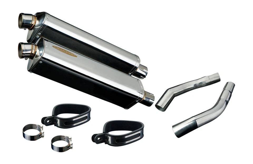 Silenciador de escape triple ovalado de acero inoxidable Honda ST1300 Delkevic deslizable 17" 03-15 Foto 2 de 3