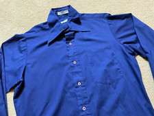 Vintage 70s Gino Paoli Leisure Suit Shirt Slim Disco Butterfly Collar 14.5, 32
