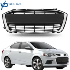 Front Lower Grille Grill Matte Black+Chrome Trim For Chevrolet Sonic 2017-2020