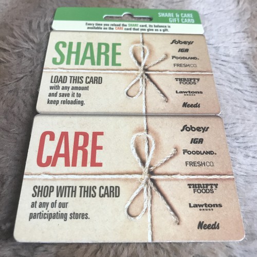 SHARE & CARE SOBEYS IGA FRESH CO. FOODLAND GIFT CARD CANADA NO VALUE