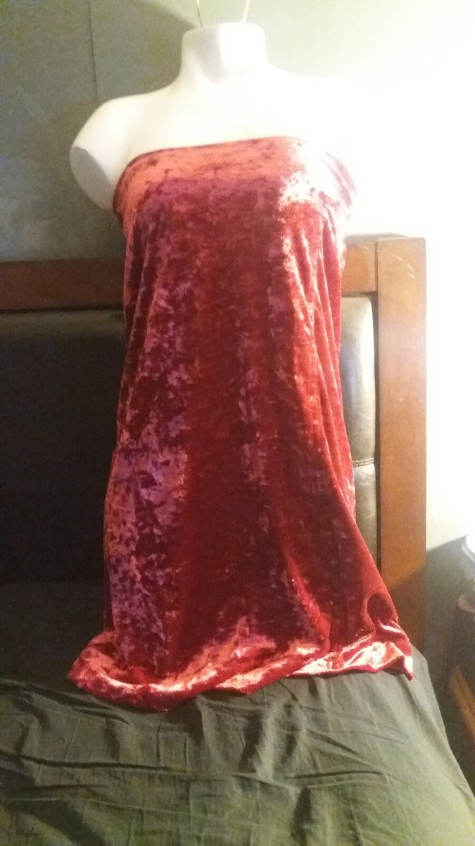strapless open back dress Phantom Red Velvet Swag Gown / Red Stretch Velvet Gown with Draped Nec   WEASEL WEAR