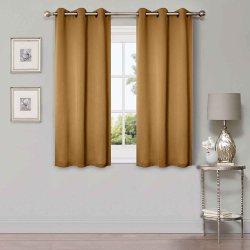 Solid Classic Modern Grommets Room Darkening 42" Wide Blackout Curtain Panel Set - Picture 43 of 206