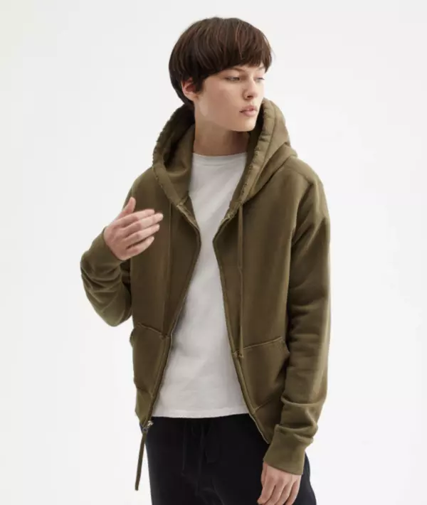 NWT Nili Lotan Callie Zip Up Hoodie Sweatshirt in Original Army Green -- Size M