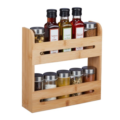 Relaxdays Étagère à épices en Bambou Support à Condiments 2 étages HBT 25 x ... - 第 1/7 張圖片