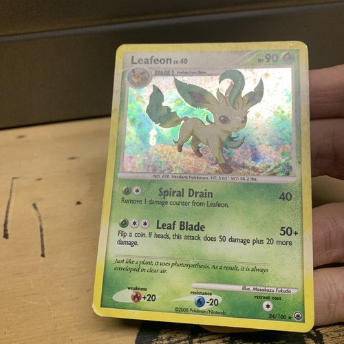 Pokemon Leafeon 24/100 Holo Rare Majestic Dawn Diamond And Pearl Vintage MP-HP - Picture 4 of 8