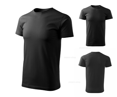 Black Shirt Pack 3x 5x Set Basic T-Shirt Label Free 100% Baumwolle 160gm²  S-3XL