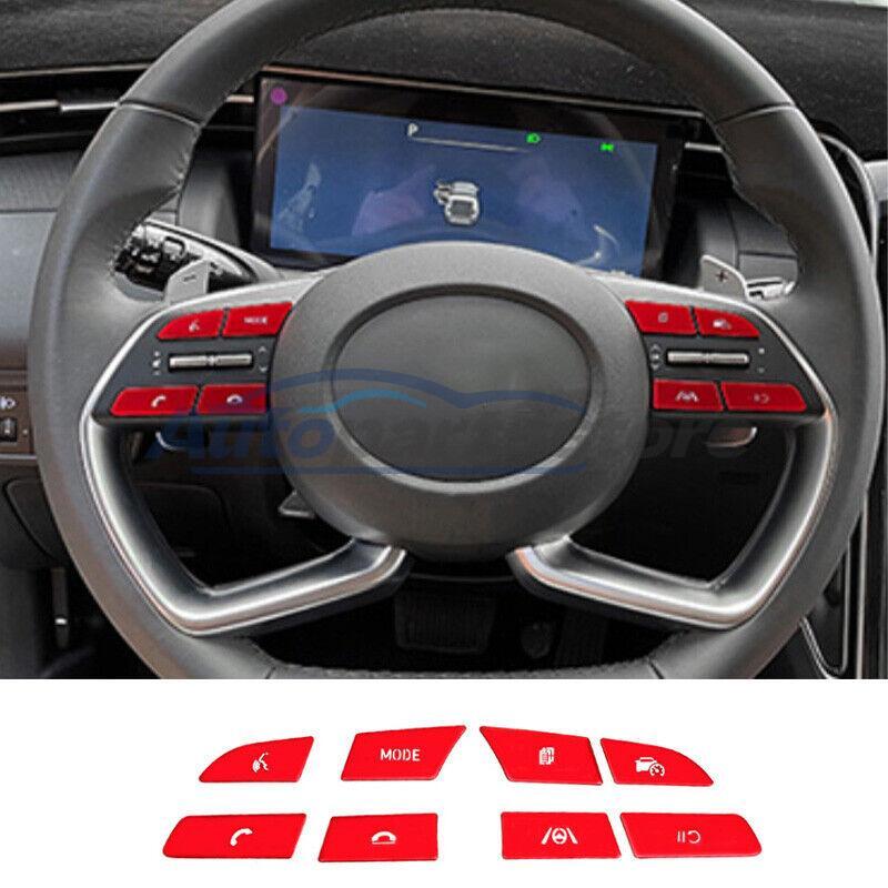 For Hyundai Tucson 22-2024 Red Aluminum Front Steering Wheel Frame Cover Trim